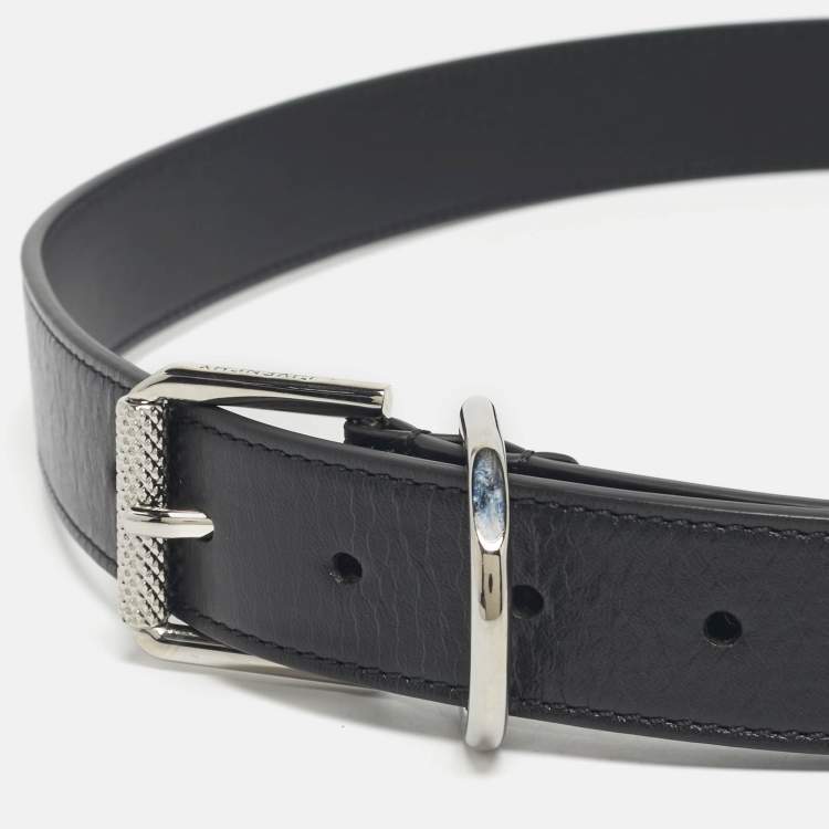 Pre Owned Givenchy Black Leather Buckle Belt 90CM