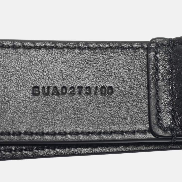 Pre Owned Givenchy Black Leather Buckle Belt 90CM