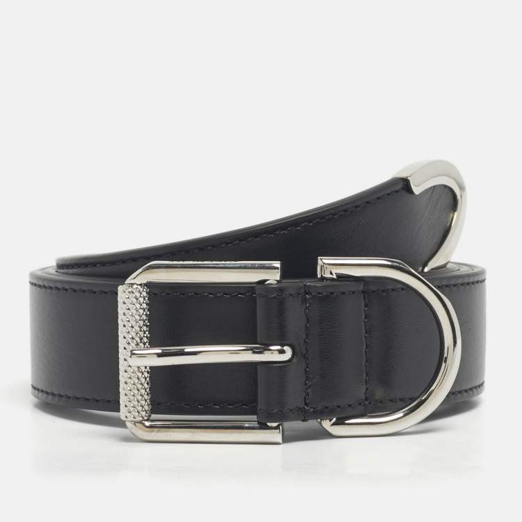 Pre Owned Givenchy Black Leather Buckle Belt 90CM