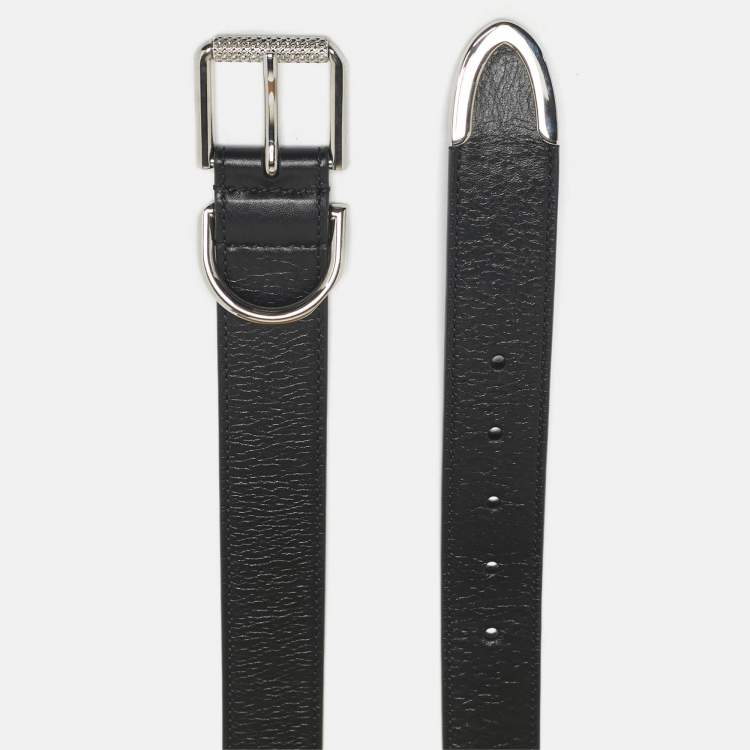 Pre Owned Givenchy Black Leather Buckle Belt 90CM