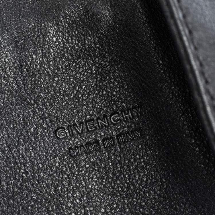 Pre Owned Givenchy Black Embossed Leather Studs Wide Buckle Cuff Bracelet