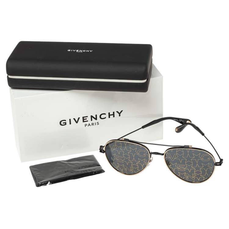 Pre Owned Givenchy Black/Gold GV7057/S Nude Aviator Sunglasses