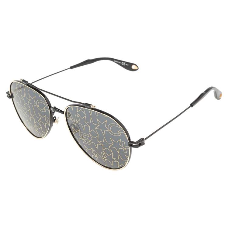 Pre Owned Givenchy Black/Gold GV7057/S Nude Aviator Sunglasses
