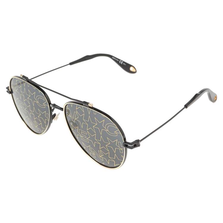 Pre Owned Givenchy Black/Gold GV7057/S Nude Aviator Sunglasses