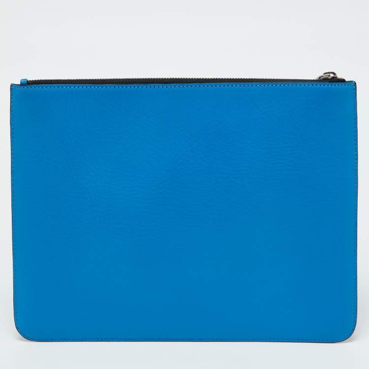 Pre Owned Givenchy Tri Color Leather Reverse Logo Flat Zip Pouch
