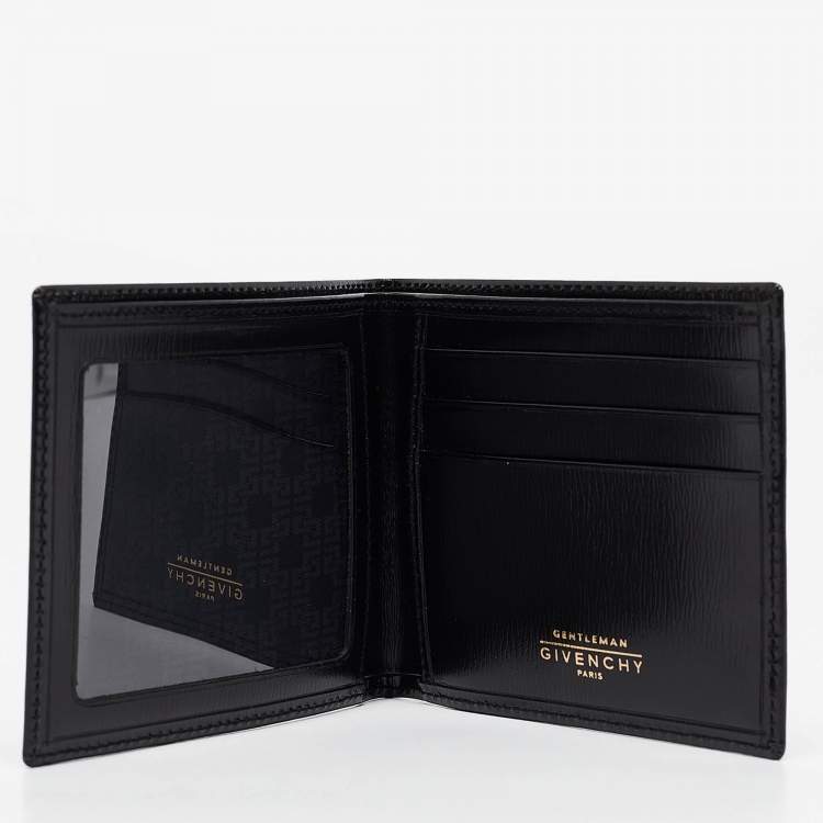 Pre Owned Givenchy Black Glossy Leather Bifold Compact Wallet