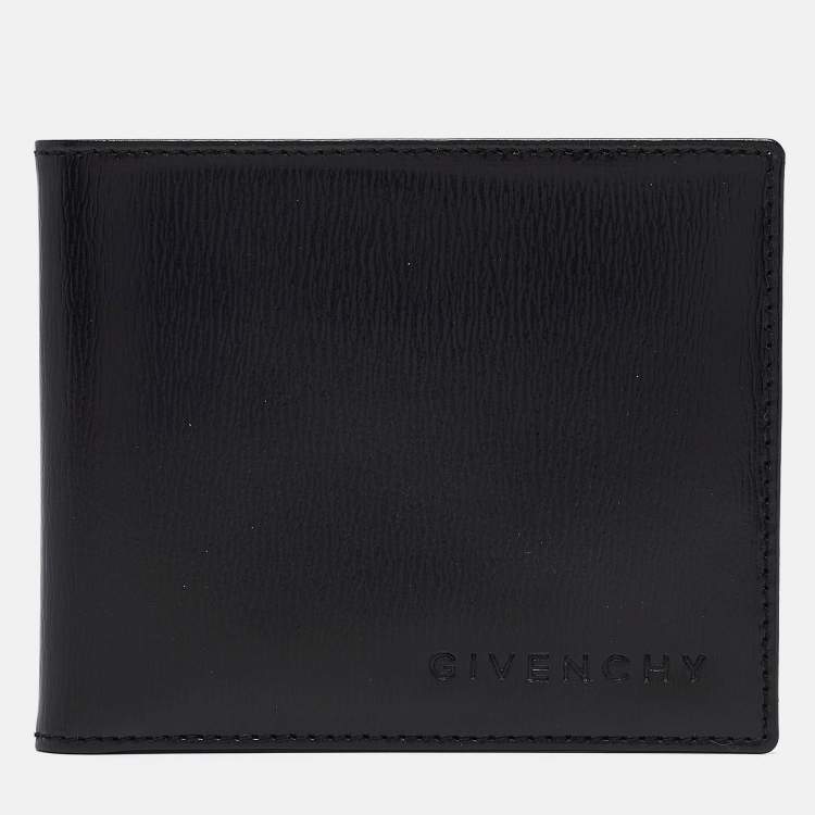 Pre Owned Givenchy Black Glossy Leather Bifold Compact Wallet