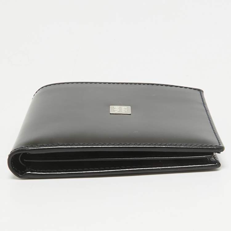 Pre Owned Givenchy Black Glossy Leather Logo Bifold Wallet