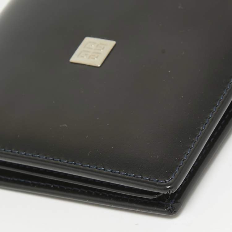 Pre Owned Givenchy Black Glossy Leather Logo Bifold Wallet