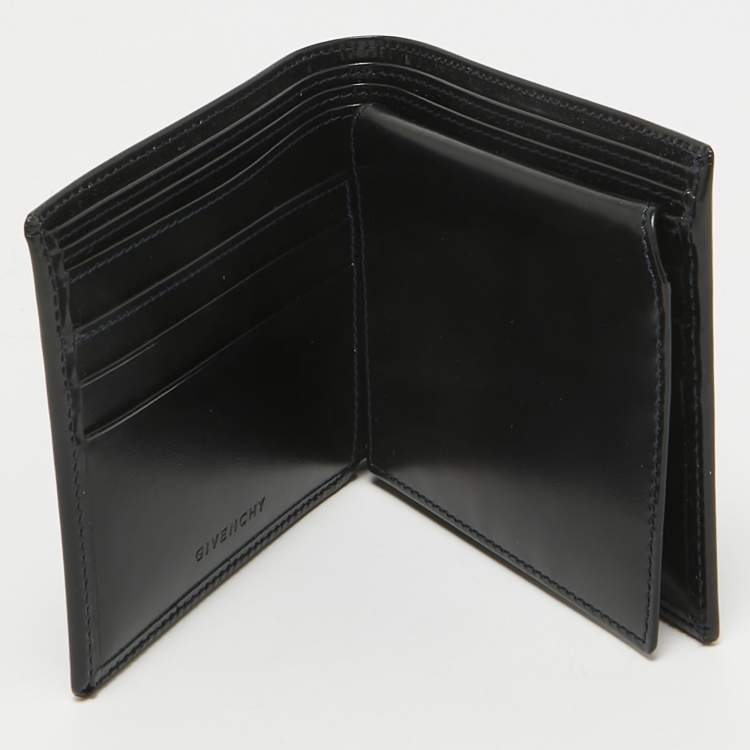 Pre Owned Givenchy Black Glossy Leather Logo Bifold Wallet