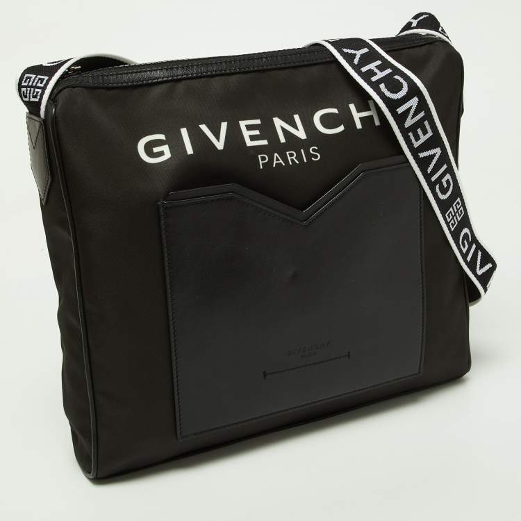 Pre Owned Givenchy Deep Green/Black Nylon and Leather Messenger Bag