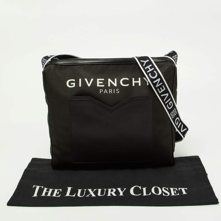 Pre Owned Givenchy Deep Green/Black Nylon and Leather Messenger Bag