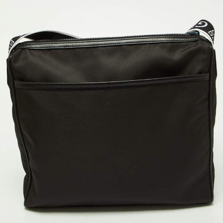 Pre Owned Givenchy Deep Green/Black Nylon and Leather Messenger Bag