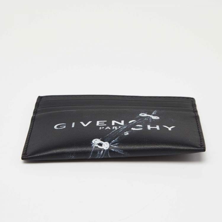 Pre Owned Givenchy Black Leather Logo Card Holder