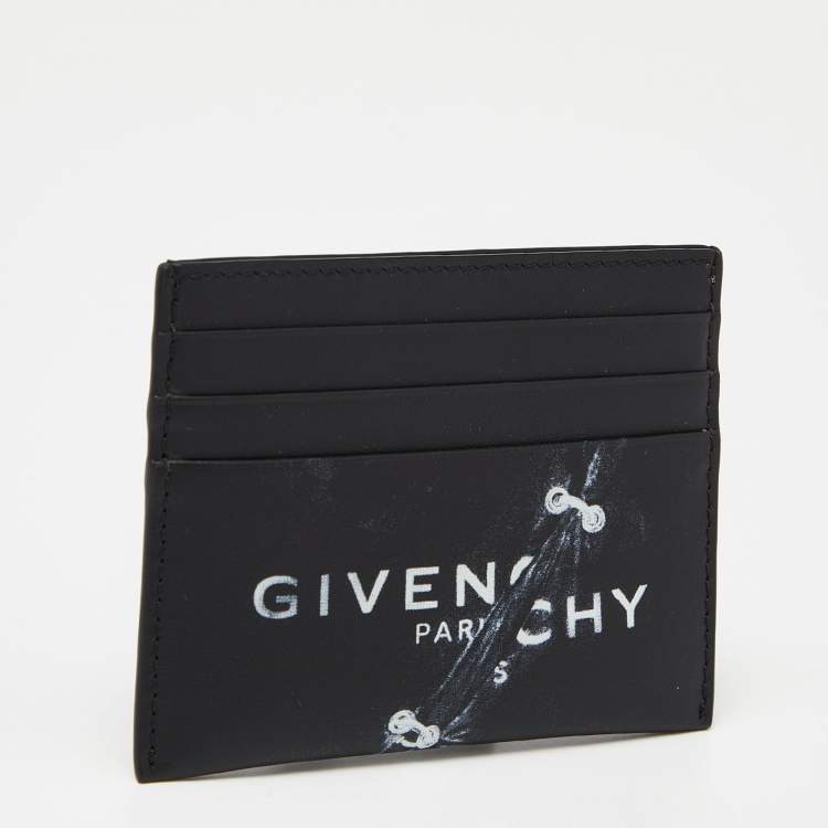 Pre Owned Givenchy Black Leather Logo Card Holder