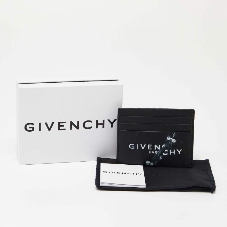 Pre Owned Givenchy Black Leather Logo Card Holder