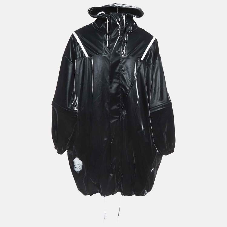 Pre Owned Givenchy Black Contrast Trim Synthetic Oversized Raincoat M