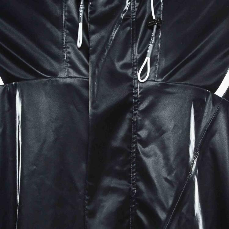 Pre Owned Givenchy Black Contrast Trim Synthetic Oversized Raincoat M