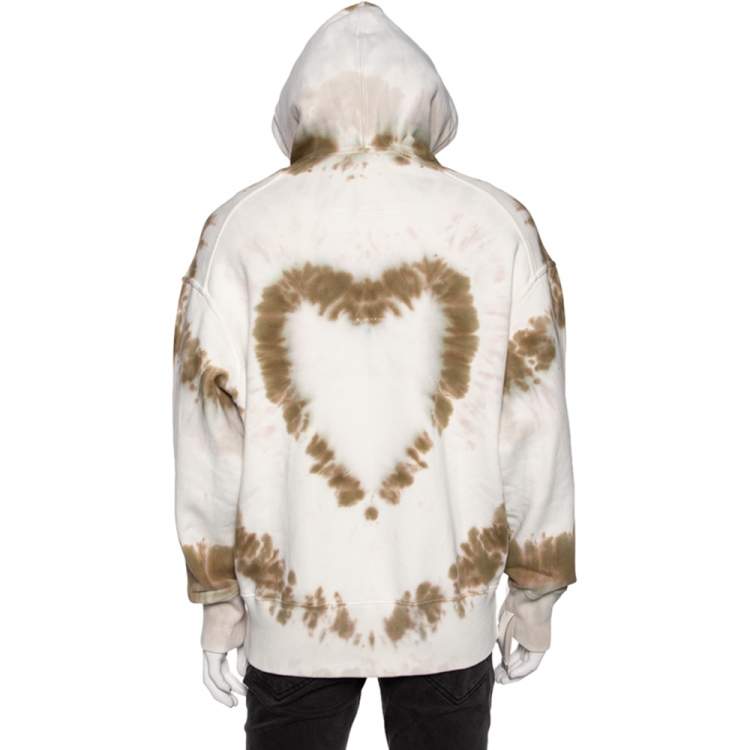 Pre Owned Givenchy White Tie-Dye Heart Printed Cotton Knit Oversized Hoodie S