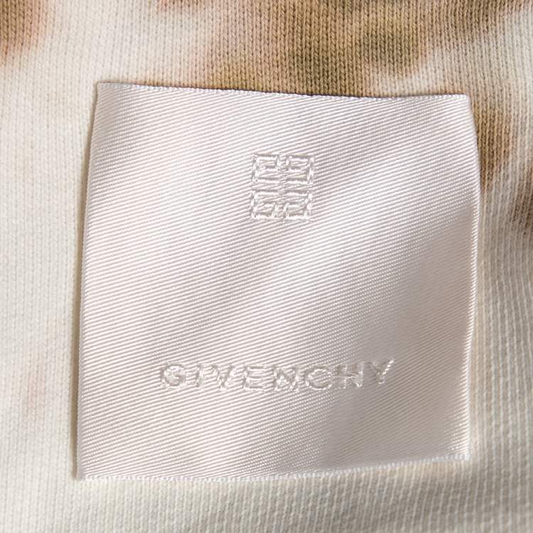 Pre Owned Givenchy White Tie-Dye Heart Printed Cotton Knit Oversized Hoodie S