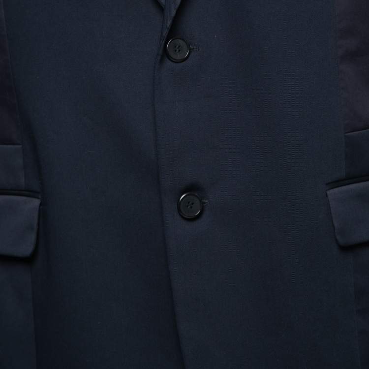 Pre Owned Givenchy Navy Blue Cotton Contrast Single-Breasted Blazer XL