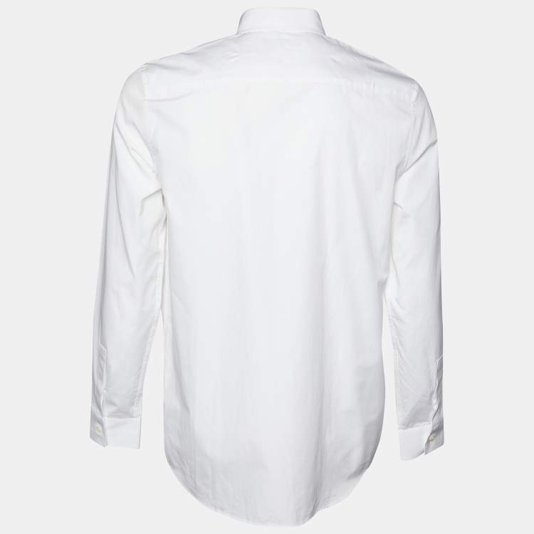 Pre Owned Givenchy White Cotton Crystal Button Shirt M