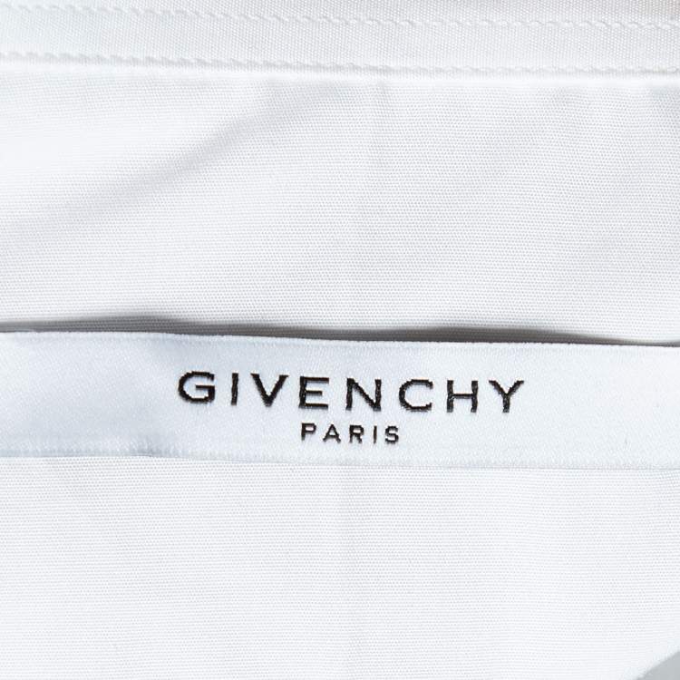Pre Owned Givenchy White Cotton Crystal Button Shirt M