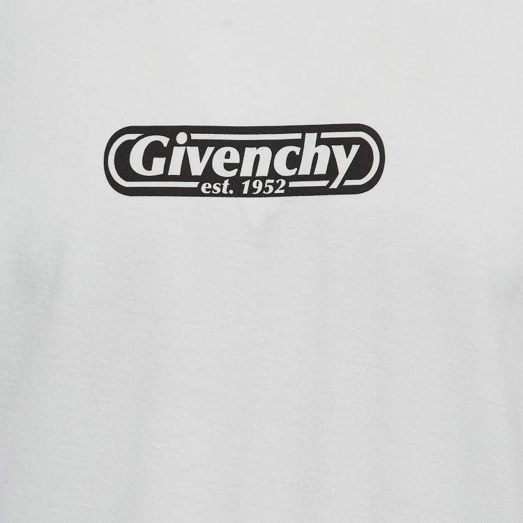 Pre Owned Givenchy White Logo Printed Cotton Standard Fit T-Shirt L