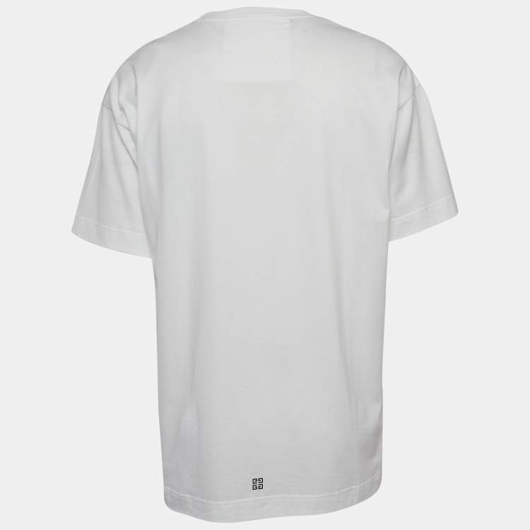 Pre Owned Givenchy White Logo Printed Cotton Standard Fit T-Shirt L