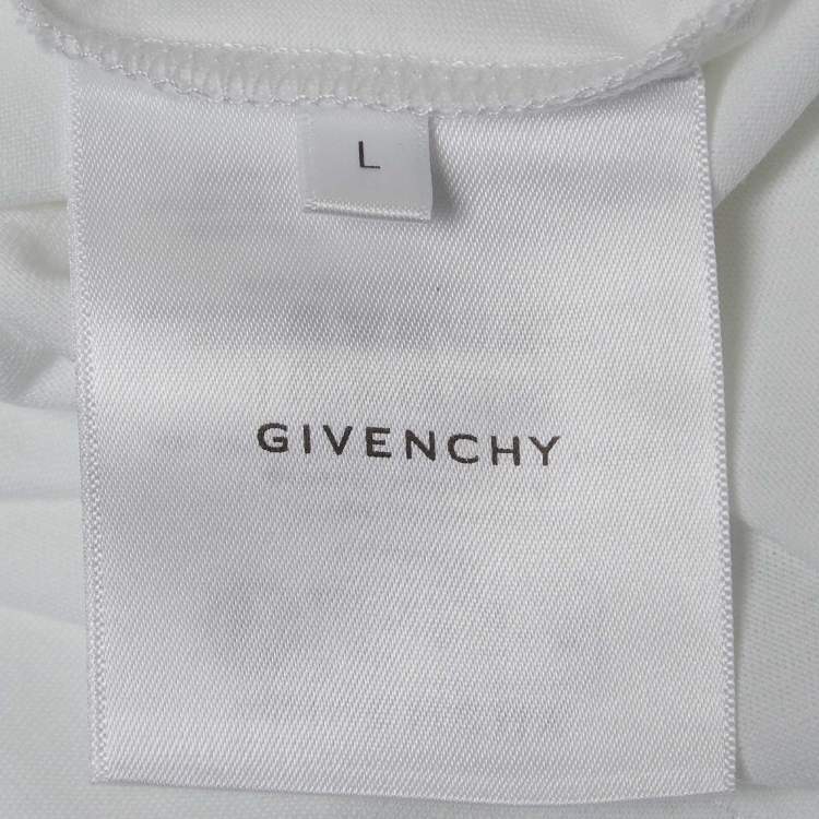 Pre Owned Givenchy White Logo Printed Cotton Standard Fit T-Shirt L