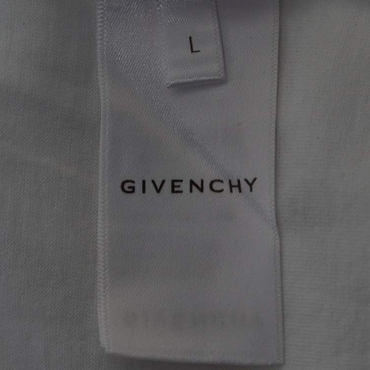Pre Owned Givenchy White Logo Printed Cotton Oversized Fit T-Shirt L