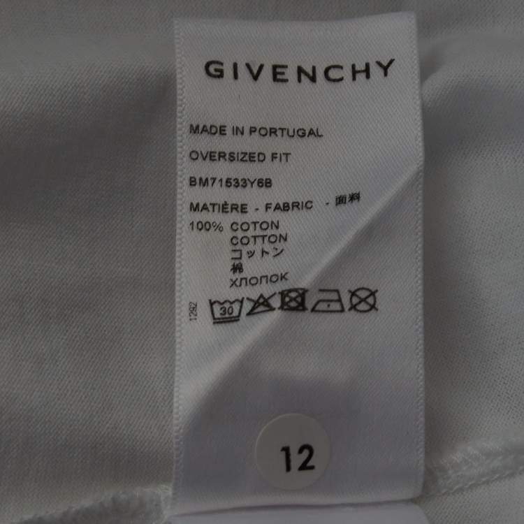Pre Owned Givenchy White Logo Printed Cotton Oversized Fit T-Shirt L