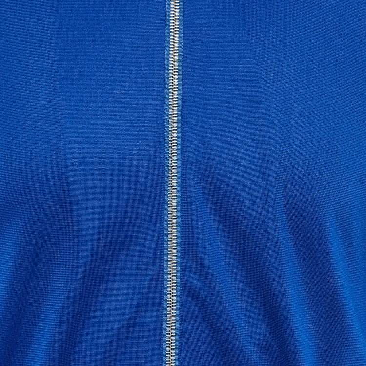 Pre Owned Givenchy Blue Logo-Tape Knit Zipper Track Jacket L