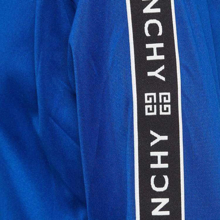 Pre Owned Givenchy Blue Logo-Tape Knit Zipper Track Jacket L