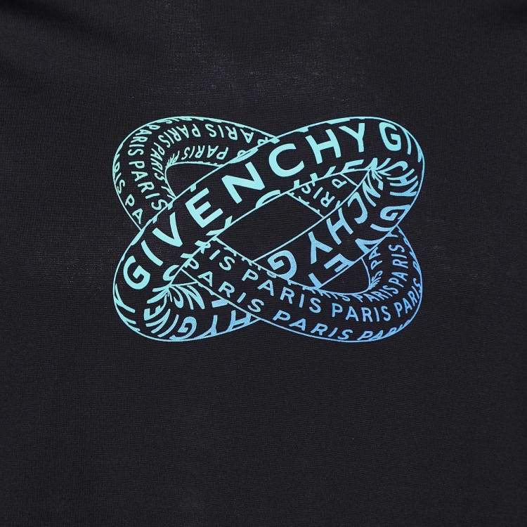 Pre Owned Givenchy Black Infinity Rings Logo Print Cotton Regular Fit T-Shirt XXS