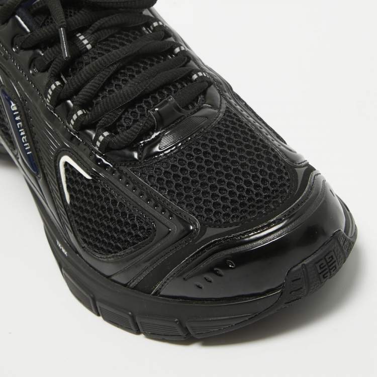 Pre Owned Givenchy Black Faux Leather and Mesh Lace Up Sneakers Size 44