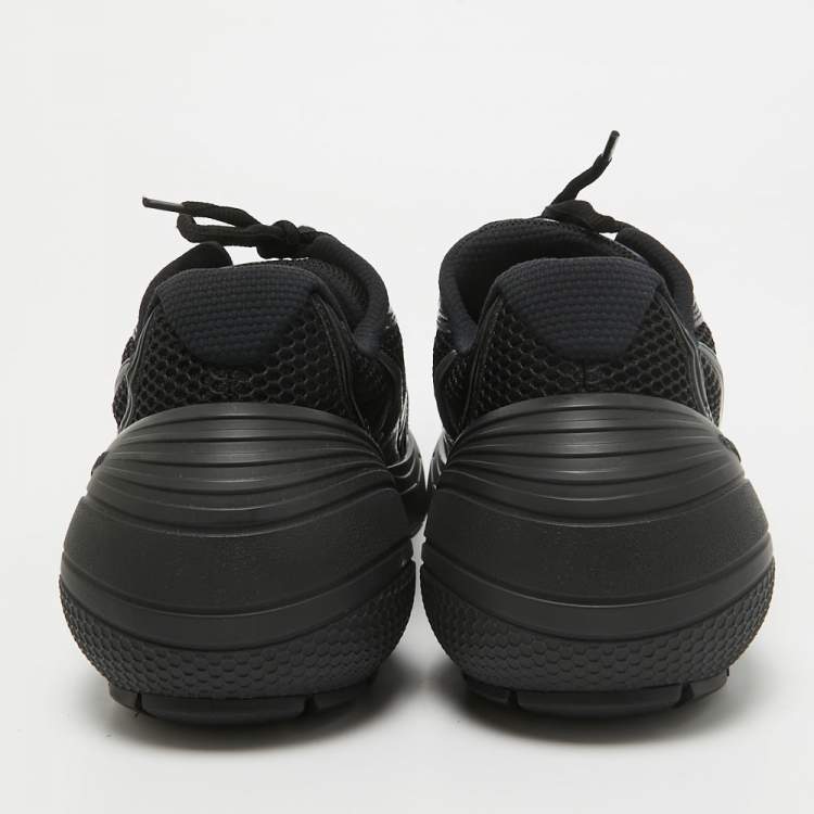 Pre Owned Givenchy Black Faux Leather and Mesh Lace Up Sneakers Size 44