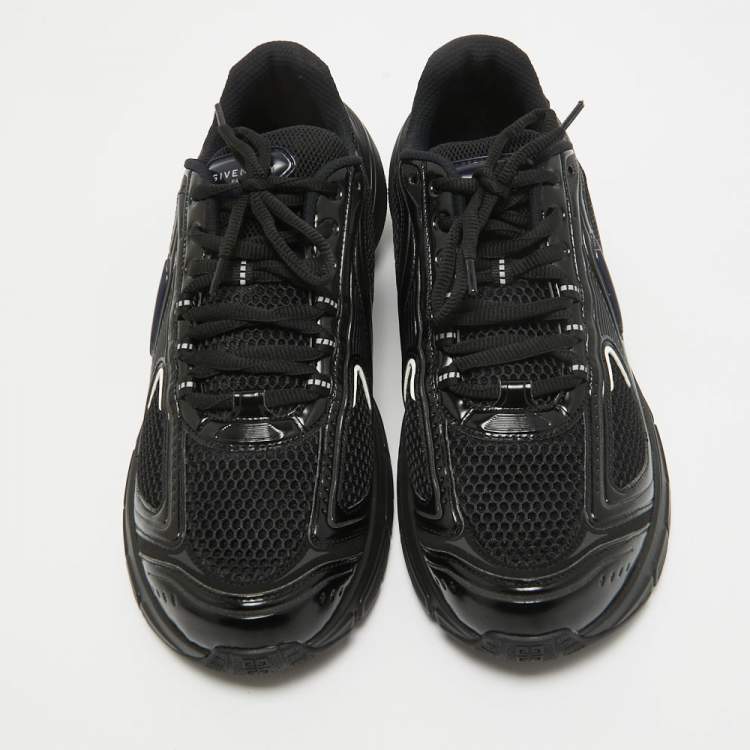 Pre Owned Givenchy Black Faux Leather and Mesh Lace Up Sneakers Size 44