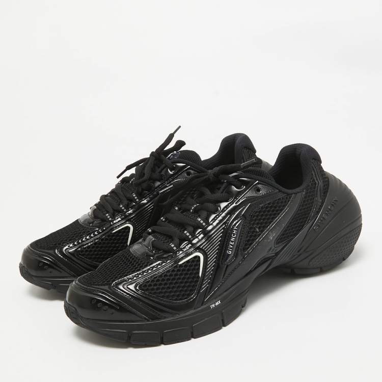 Pre Owned Givenchy Black Faux Leather and Mesh Lace Up Sneakers Size 44