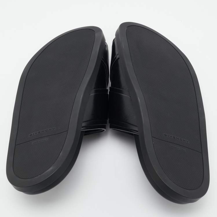 Pre Owned Givenchy Black Leather G Plage Slide Flats Size 45