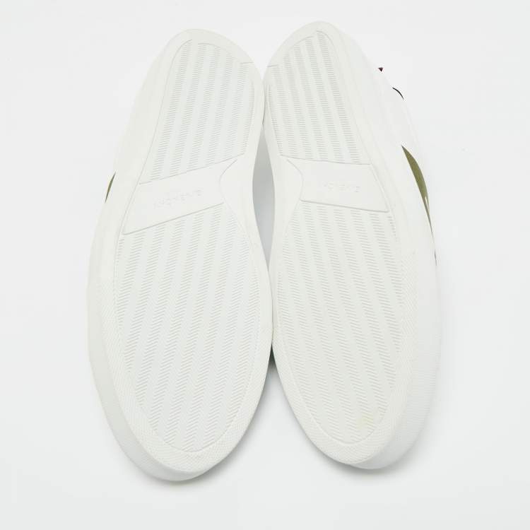 Pre Owned Givenchy White/Green Elastic and Leather Urban Street Slip On Sneakers Size 43