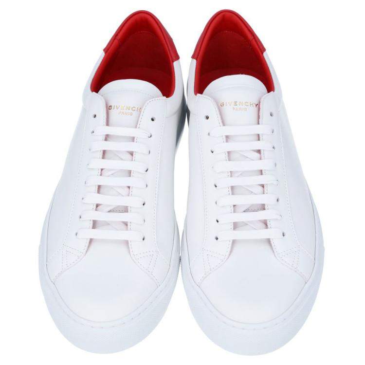 Pre Owned Givenchy White/Red Leather Urban Street  Sneakers Size EU 43