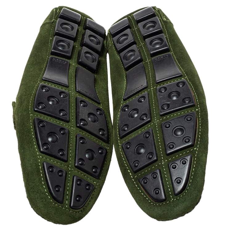 Pre Owned Givenchy Green Suede Slip On Loafers Size 41.5