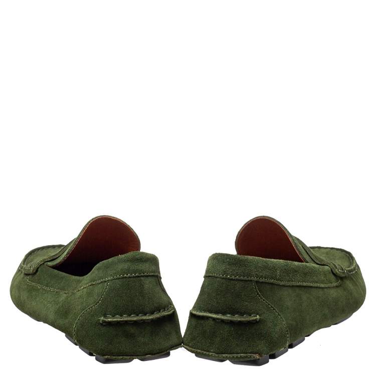 Pre Owned Givenchy Green Suede Slip On Loafers Size 41.5
