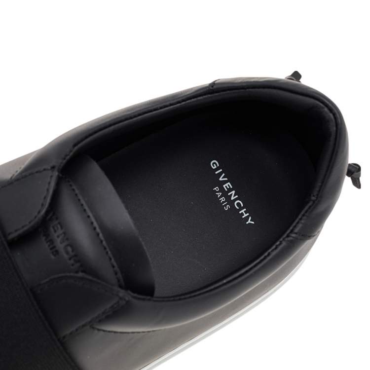 Pre Owned Givenchy Black/White Leather Urban Street Logo Slip On Sneakers Size 45
