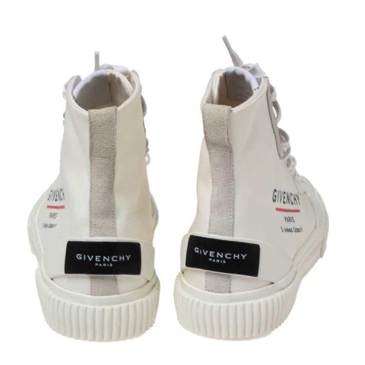 Pre Owned Givenchy White Logo Print Coated Canvas And Rubber Tennis Light High Top Sneakers Size 42