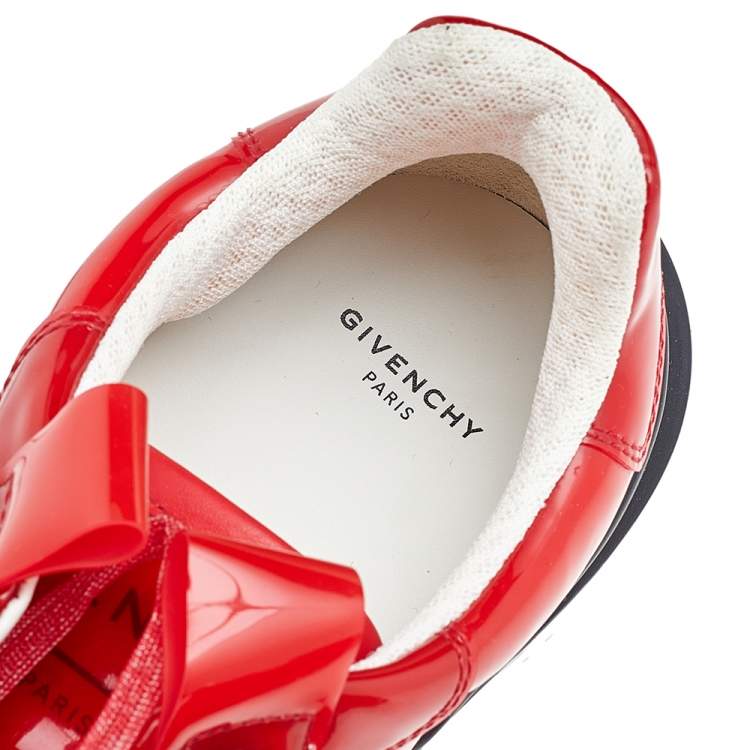 Pre Owned Givenchy Red Vinyl Wing Low Top Sneakers Size 42