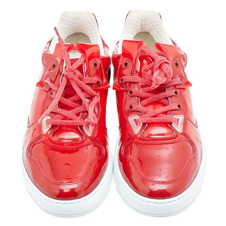 Pre Owned Givenchy Red Vinyl Wing Low Top Sneakers Size 42