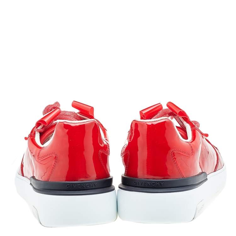 Pre Owned Givenchy Red Vinyl Wing Low Top Sneakers Size 42