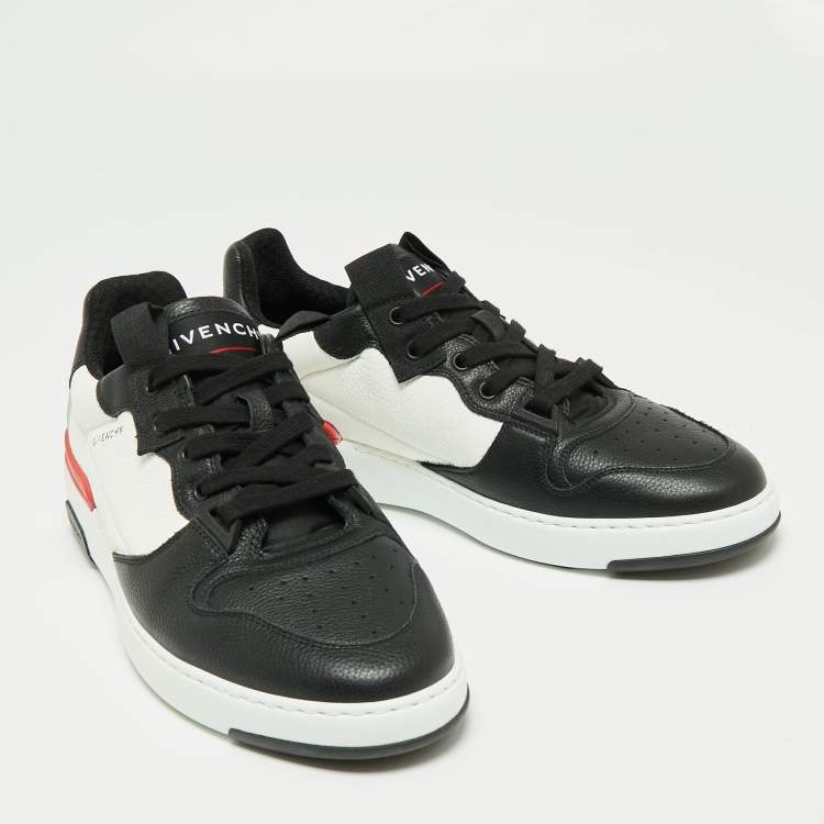Pre Owned Givenchy White/Black  Leather Runner Lace-Up Sneakers Size 43